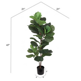Artificial 47" Fiddle Leaf Fig Plant in Pot - Lifelike Faux Indoor/Outdoor Greenery, Easy Care, Home Decor Accent, Top Quality & Eco-Friendly, Perfect for Office or Living Room Artificial Plants ArtificialFlowers   