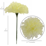 Artificial Flowers 5" Light Yellow Carnation - 30pcs Set, 3.5" Diameter - Lifelike, Easy-to-Style Decor - Ideal for Weddings, Home, & DIY Projects Carnation Artificial Flower ArtificialFlowers   