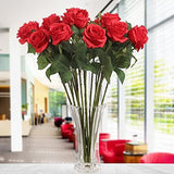 Artificial Silk Rose Bud RED Color 18” Great for Home Décor, Office and Wedding Design Lifelike Flower Rose Stem ArtificialFlowers   
