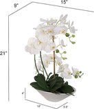 21" Phalaenopsis Orchid Floral Arrangement - 15" Diameter White Vase, Lifelike Artificial Flowers, Elegant Home & Office Decor Orchid ArtificialFlowers   