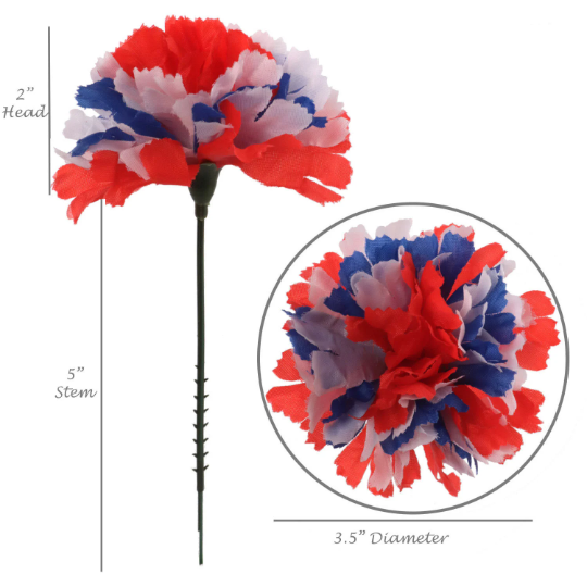 Artificial Flowers 5" Tri Color Carnation - 30pcs Set, 3.5" Diameter - Lifelike, Easy-to-Style Decor - Ideal for Weddings, Home, & DIY Projects Carnation Artificial Flower ArtificialFlowers   