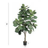 6' Artificial Silk Fiddle Leaf Fig Tree in Black Pot - Lifelike, Low-Maintenance Indoor/Outdoor Plant Decor, Home & Office Greenery Artificial Trees ArtificialFlowers   