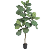 5' Artificial Silk Fiddle Leaf Fig Tree in Black Pot - Lifelike, Low-Maintenance Indoor/Outdoor Plant Decor, Home & Office Greenery Artificial Trees ArtificialFlowers   