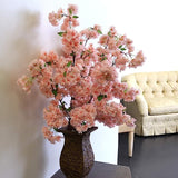 Light Pink Cherry Blossom Branches, Three 30 Inch Cherry Blossom Flowers, Light Pink & Green Hues, Vibrant Green Leaves, Home & Business Décor, Japan's National Flower Cherry Blossom Spray ArtificialFlowers   